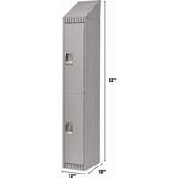 Lockers, 2 -tier, 12" x 18" x 82", Steel, Grey, Knocked Down NTL Industrial
