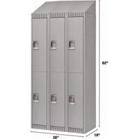 Lockers, 2 -tier, Bank of 3, 36" x 18" x 82", Steel, Grey, Knocked Down NTL Industrial