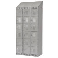 Lockers, 6 -tier, Bank of 3, 36" x 18" x 82", Steel, Grey, Knocked Down NTL Industrial