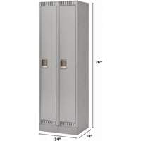 Lockers, Bank of 2, 24" x 18" x 76", Steel, Grey, Knocked Down NTL Industrial
