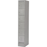 Lockers, 6 -tier, 12" x 18" x 76", Steel, Grey, Knocked Down NTL Industrial