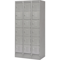 Lockers, 6 -tier, Bank of 3, 36" x 18" x 76", Steel, Grey, Knocked Down NTL Industrial