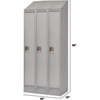 Lockers, Bank of 3, 36" x 18" x 86", Steel, Grey, Knocked Down NTL Industrial