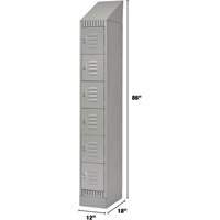 Lockers, 6 -tier, 12" x 18" x 86", Steel, Grey, Knocked Down NTL Industrial