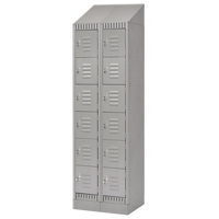 Lockers, 6 -tier, Bank of 2, 24" x 18" x 86", Steel, Grey, Knocked Down NTL Industrial
