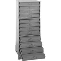 Modular Compartment Drawer Box Rack, Steel, 12 Drawers, 20-3/8" x 16" x 60-1/8", Grey FN372 | NTL Industrial