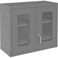 Armoire de rangement murale avec portes transparentes, 26-15/16" h x 29-7/8" la x 13-11/16" p, 2 tablettes, Acier, Gris NTL Industrial