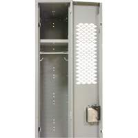 Vented Lockers, Bank of 3, 36 x 18" x 88", Steel, Grey, Knocked Down, Perforated NTL Industrial