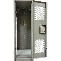Vented Lockers, 2 -tier, Bank of 3, 36 x 18" x 88", Steel, Grey, Knocked Down, Perforated NTL Industrial