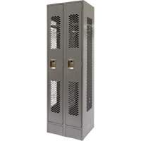 Vented Lockers, Bank of 2, 24" x 18" x 78", Steel, Grey, Knocked Down, Perforated NTL Industrial