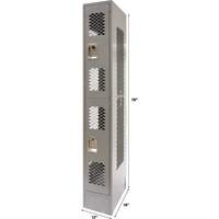 Vented Lockers, 2 -tier, 12" x 18" x 78", Steel, Grey, Knocked Down, Perforated NTL Industrial