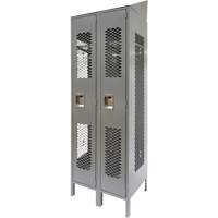 Vented Lockers, Bank of 2, 24" x 18" x 88", Steel, Grey, Knocked Down, Perforated NTL Industrial