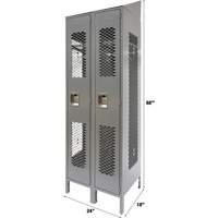 Vented Lockers, Bank of 2, 24" x 18" x 88", Steel, Grey, Knocked Down, Perforated NTL Industrial