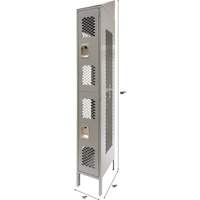 Vented Lockers, 2 -tier, 12" x 18" x 88", Steel, Grey, Knocked Down, Perforated NTL Industrial