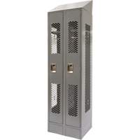 Vented Lockers, Bank of 2, 24" x 18" x 88", Steel, Grey, Knocked Down, Perforated NTL Industrial