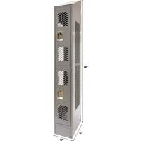 Vented Lockers, 2 -tier, 12" x 18" x 88", Steel, Grey, Knocked Down, Perforated NTL Industrial