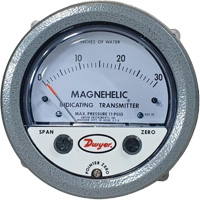 Manom&egrave;tre diff&eacute;rentiel et &eacute;metteur de signalisation de s&eacute;rie 605 Magnehelic,  4", 0 - 30 po en c.e., Fixation sur panneau, Analogique NTL Industrial