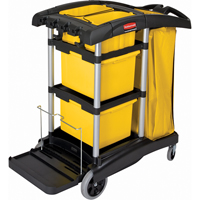 Microfibre Janitor Carts, 48-1/4" x 22" x 44", Plastic, Black JB487 | NTL Industrial