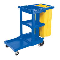 Janitor Carts, 46" x 21-3/4" x 38-3/4", Plastic, Blue JB599 | NTL Industrial