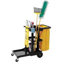 Janitor Carts, 46" x 21-3/4" x 38-3/8", Plastic, Black JB600 | NTL Industrial