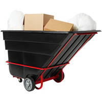 Chariot basculeur en acier, Plastique recycl&eacute; noir, 1/2 vg³, Capacit&eacute; de charge de 1400 lb NTL Industrial