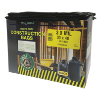 Contractor Liners, Strong, 30" W x 48" L, 3 mils, Black, 113.56 L (30 Gal.) Capacity NTL Industrial