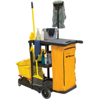 Janitor Cleaning Cart, 51" x 20" x 38", Plastic, Black JG813 | NTL Industrial