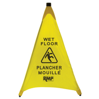 "Wet Floor" Pop-Up Safety Cone, Bilingual with Pictogram JI455 | NTL Industrial
