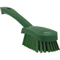 Short-Handled Churn Brush, Stiff Bristles, 10" Long, Green NTL Industrial