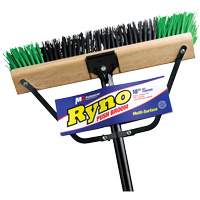 Ryno Push Broom with Braced Handle, 18", Stiff, PVC Bristles JN064 | NTL Industrial