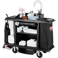 Executive Full-Size Housekeeping Cart, 60" x 22" x 50", Plastic, Black JO351 | NTL Industrial