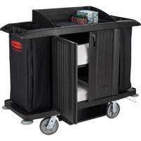 Executive Full-Size Housekeeping Cart with Doors, 60" x 22" x 50", Plastic, Black JO352 | NTL Industrial