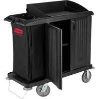 Executive Compact Housekeeping Cart with Doors, 49" x 22" x 50", Plastic, Black JO353 | NTL Industrial