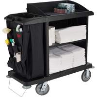 Executive Compact Housekeeping Cart with Doors, 49" x 22" x 50", Plastic, Black JO353 | NTL Industrial