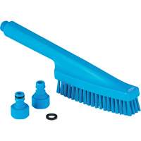 Brosse &agrave; main avec circulation d'eau, Soies Ferme, Longueur de 13", Bleu NTL Industrial