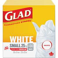 Small 25L Unscented Garbage Bags, Regular, 20" W x 20" L, White NTL Industrial