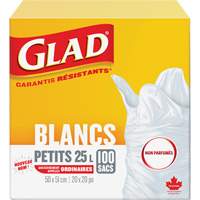 Small 25L Unscented Garbage Bags, Regular, 20" W x 20" L, White NTL Industrial