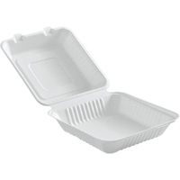Compostable Hinged Food Containers, Bagasse, Square NTL Industrial