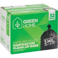 Green Home Garbage Bags, Strong, 33" W x 48" L, 3 mils, Black, 159 L (42 Gal.) Capacity NTL Industrial