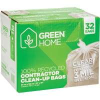 Green Home Garbage Bags, Strong, 33" W x 48" L, 3 mils, Clear, 159 L (42 Gal.) Capacity NTL Industrial
