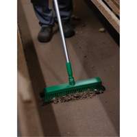 Push Broom Head, Fine/Stiff Bristles, 16-1/2", Polyester/Polypropylene, Green NTL Industrial