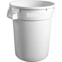 White Titan Heavy-Duty Garbage Container, Plastic, 20 US gal. NTL Industrial