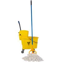 Ensemble abordable de vadrouille et seau avec t&ecirc;te de vadrouille de 16 oz, Pression lat&eacute;rale, 8,75 gal. US (35 pintes), Jaune NTL Industrial