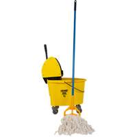 Ensemble abordable de vadrouille et seau avec t&ecirc;te de vadrouille de 12 oz, Pression vers le bas, 8,75 gal. US (35 pintes), Jaune NTL Industrial