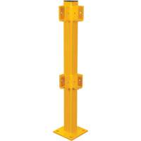 Corner Post for Light-Duty Guard Rails, Steel, 42" H, Safety Yellow NTL Industrial