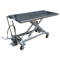 Pneumatic Hydraulic Scissor Lift Table, Stainless Steel, 63" L x 31-1/2" W, 1000 lbs. Cap. LV471 | NTL Industrial