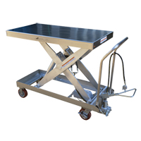 Pneumatic Hydraulic Scissor Lift Table, Stainless Steel, 47-1/2" L x 24" W, 2000 lbs. Cap. LV477 | NTL Industrial