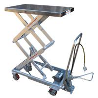 Pneumatic Hydraulic Scissor Lift Table, Stainless Steel, 32-1/2" L x 19-3/4" W, 1000 lbs. Cap. LV472 | NTL Industrial