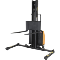 Narrow Mast Powered Lift Stacker, Electric Operated, 1500 lbs. Capacity, 63" Max Lift NTL Industrial