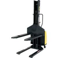 Narrow Mast Powered Lift Stacker, Electric Operated, 1500 lbs. Capacity, 63" Max Lift NTL Industrial